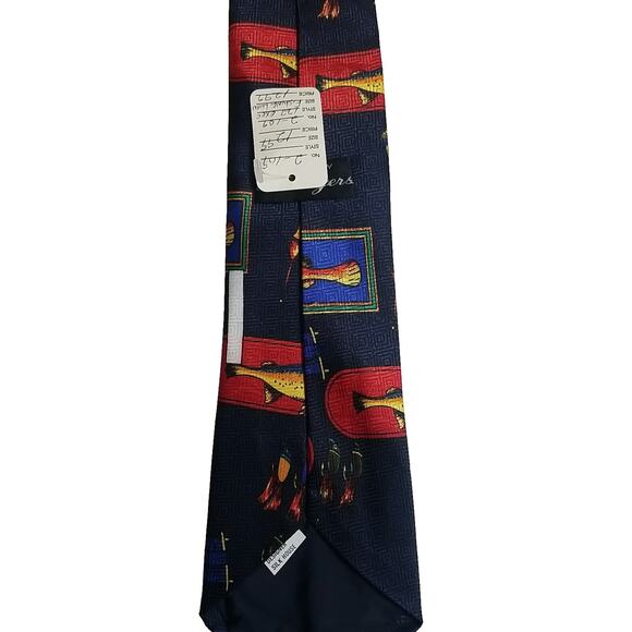 Vintage Designs By A. Rogers Men's Trout Salmon Fishing Neck Tie - Picture 3 of 4